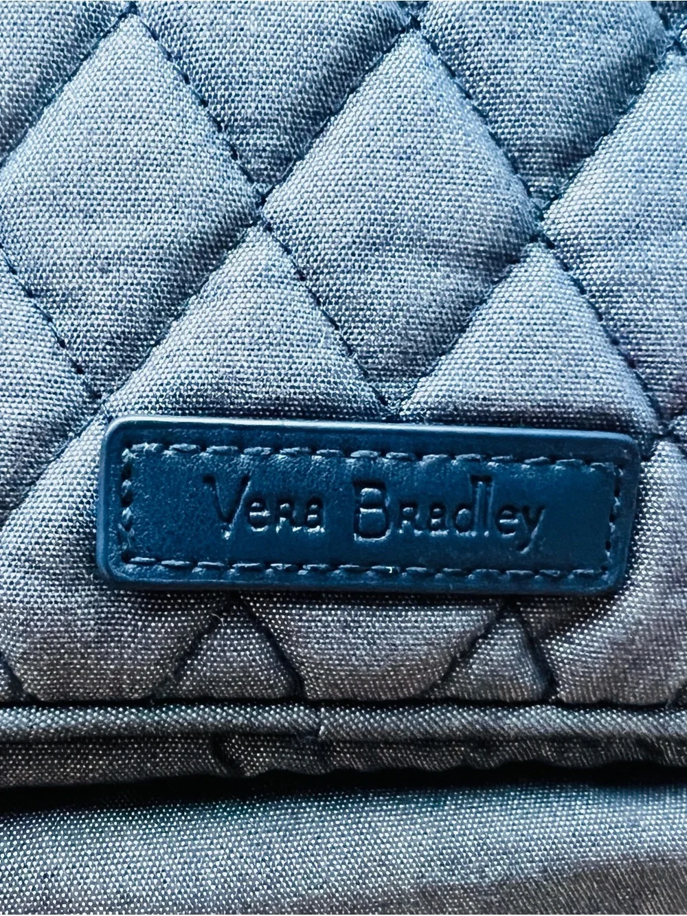 Vera Bradley Quilted Denim Blue Toiletry Kit Makeup Travel Organizer